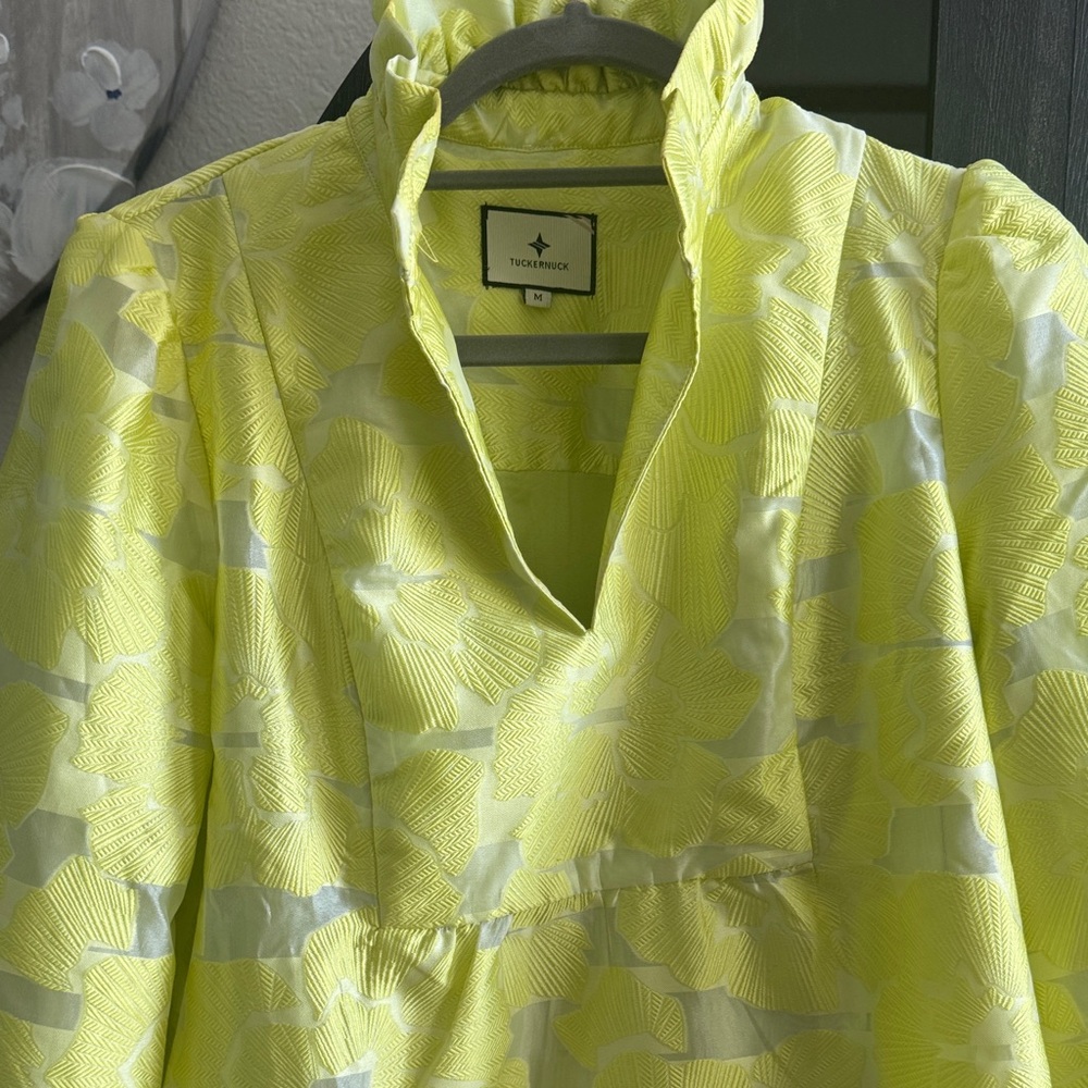 Tuckernuck Bright Lime Yellow Patterned Tiered Dr… - image 3